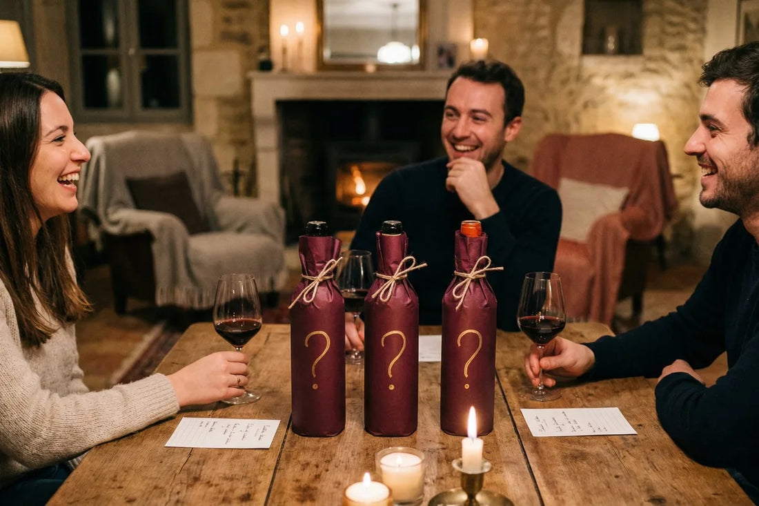 Dégustation vin aveugle entre amis soirée bouteilles mystère