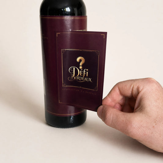 Étiquette mystère - Bouteille vin à l'aveugle dégustation Bordeaux